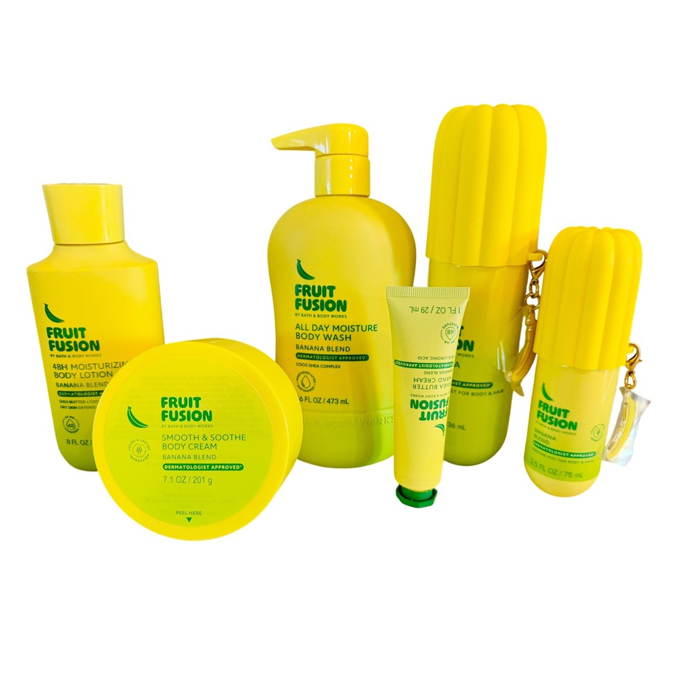 Bath & Body Works Fruit Fusion Banana Blend 6 Piece Body Care Set Bundle